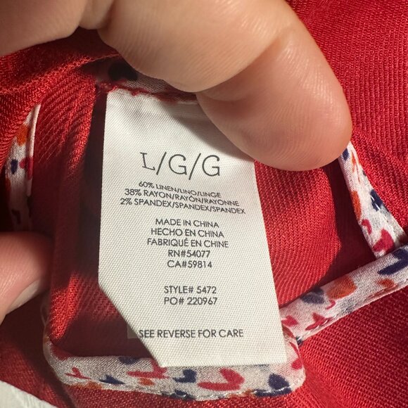 CAbi 5472 Red Valentine Linen Blend Suit – Jacket L & Pants 10 - Picture 10 of 15